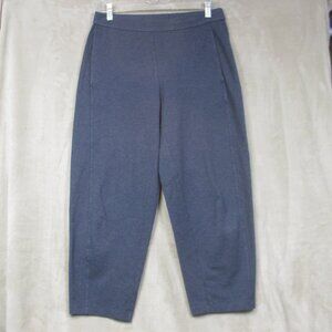 Eileen Fisher Casual Pants Womens SP Blue Wide Barrel Leg Cotton Stretch Relaxed